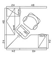 6×6 Split Corner, 36 sq/ft Typical Layout