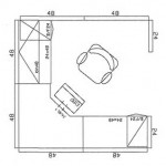 8x8 U Shaped, 64sq/ft -- This configuration is for very paper intensive work, with space for pedestal drawers, a lateral file and plenty of room for overhead storage. There is also space for a guest chair.
