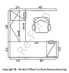 6×6 L, 36 sq/ft Typical Layout