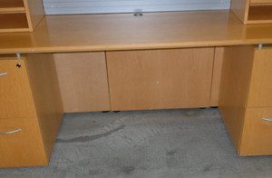 AS IS Teknion Descor Knee Space Credenza and Hutch