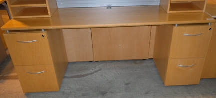 AS IS Teknion Descor Knee Space Credenza and Hutch