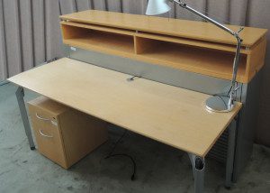 AS IS Teknion Reception Desk and Lamp