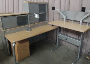 AS IS Executive "L" Desk With Shared Bookcase