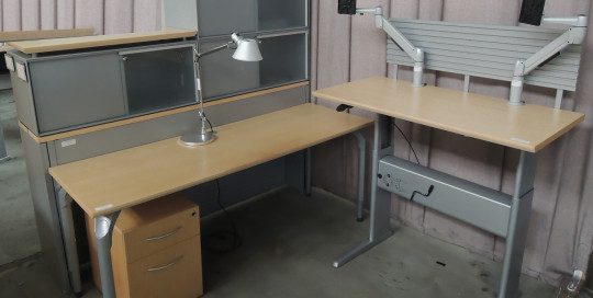 AS IS Executive "L" Desk With Shared Bookcase